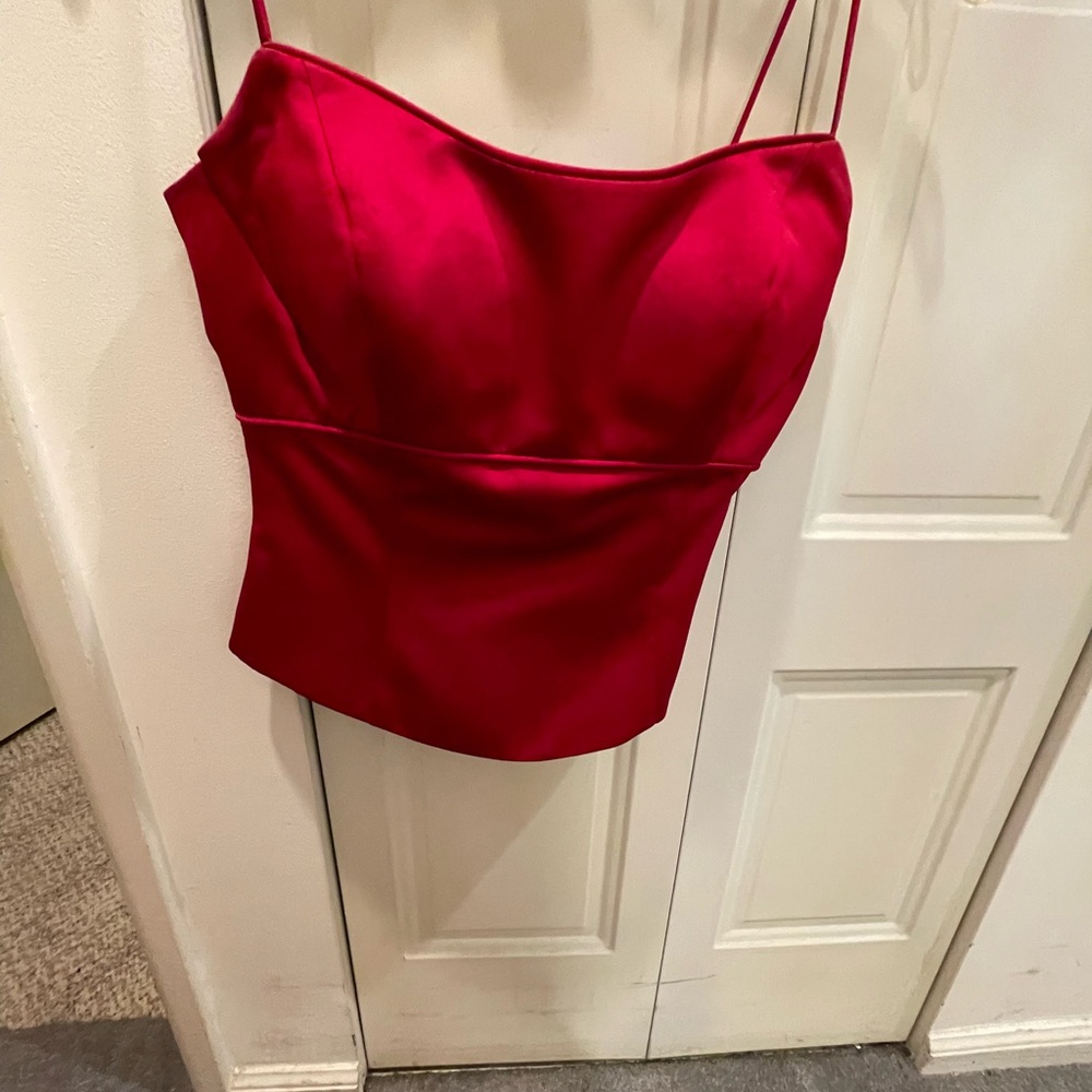 David's Bridal Red Satin Wedding Dress
